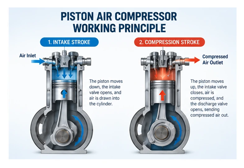 Piston air compressor working principle